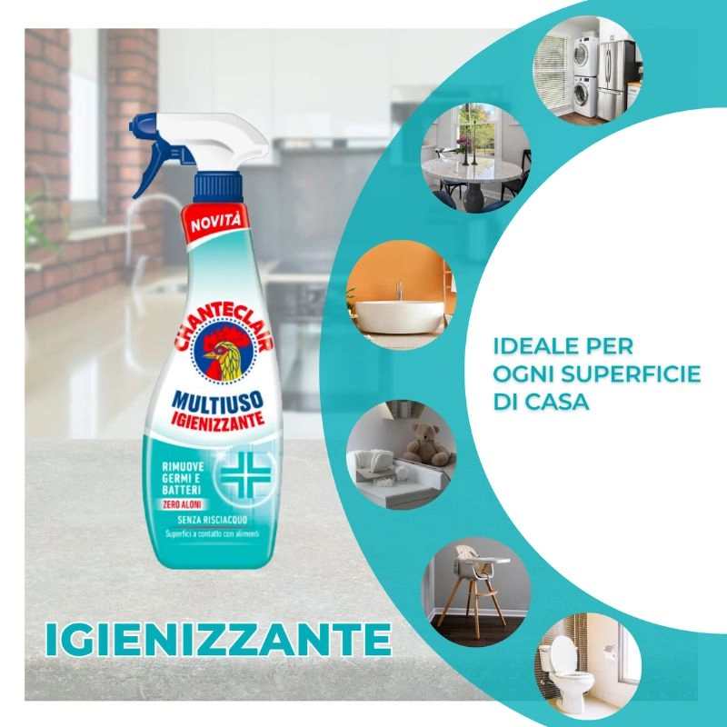 Chanteclair multiuso igienizzante senza risciacquo ideale per piccole superfici