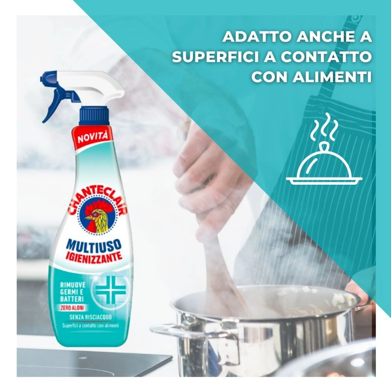 Chanteclair multiuso igienizzante senza risciacquo ideale per piccole superfici